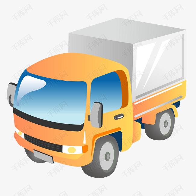 矢量手绘黄色大货车