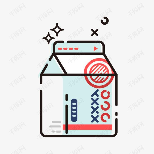可爱小清新装饰海报装饰简笔画牛奶盒