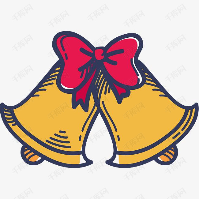 圣诞节金色手绘装饰矢量铃铛图案