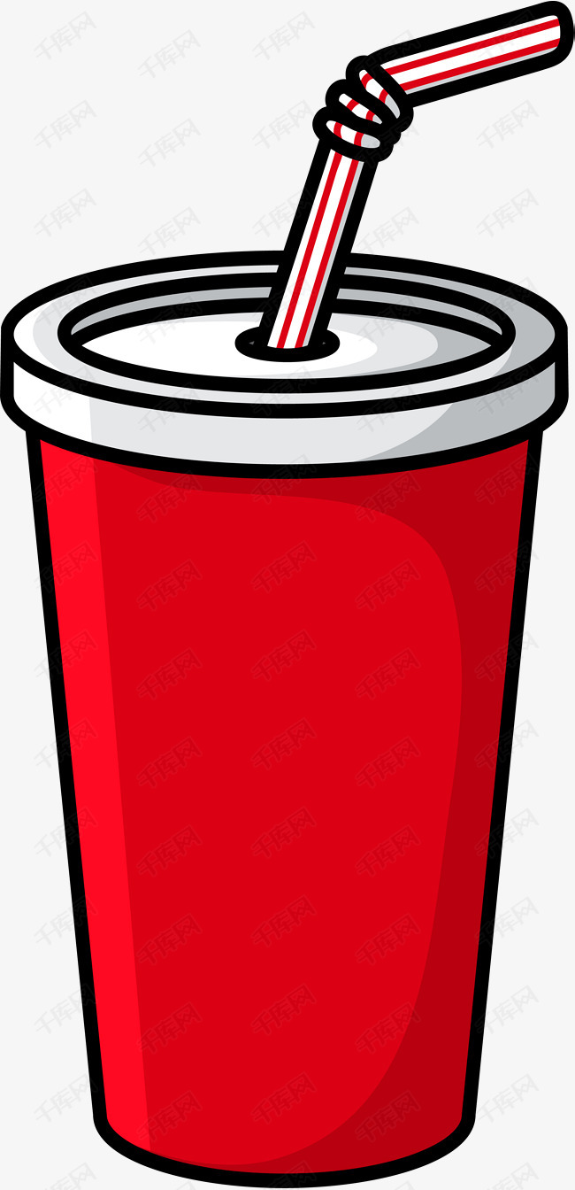 矢量红色可乐的素材免抠快餐餐饮食物红色可乐矢量图案卡通