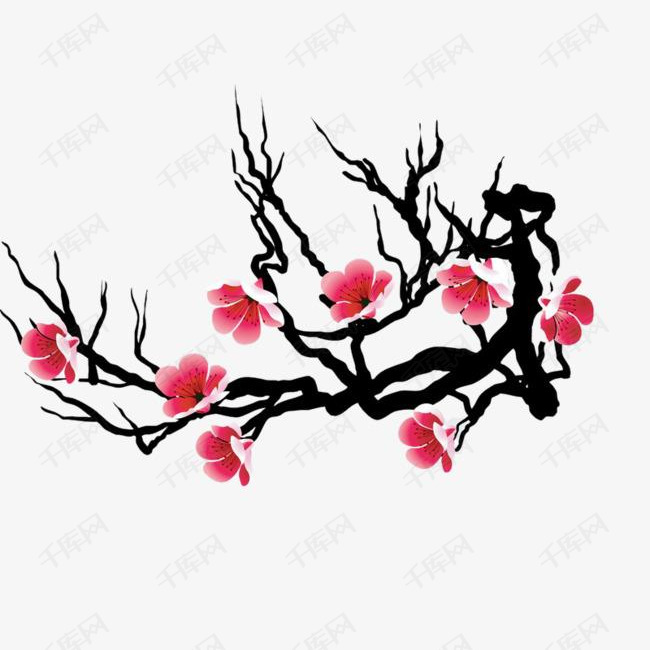 简约水墨画梅花