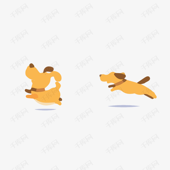奔跑的狗狗卡通扁平化矢量