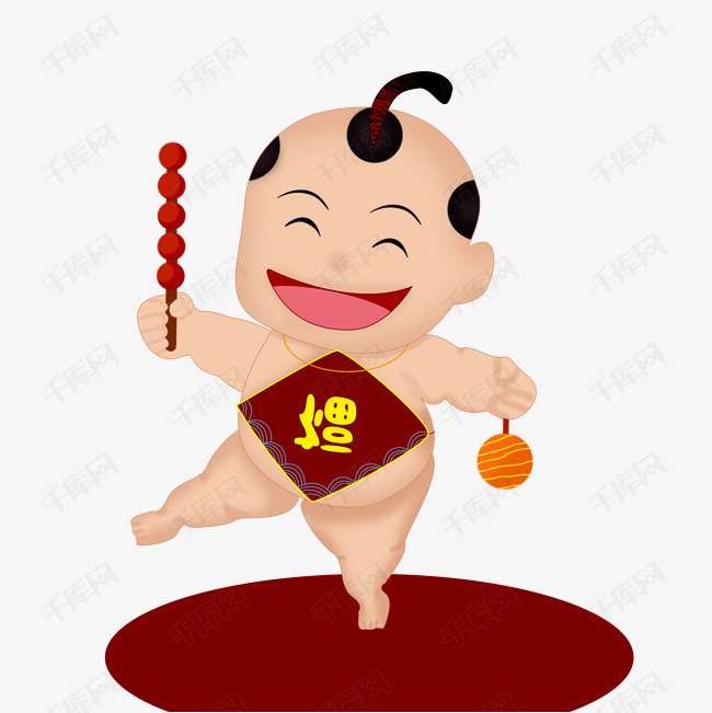 胖胖的大笑新年娃娃素材图片免费下载_高清psd_千库网