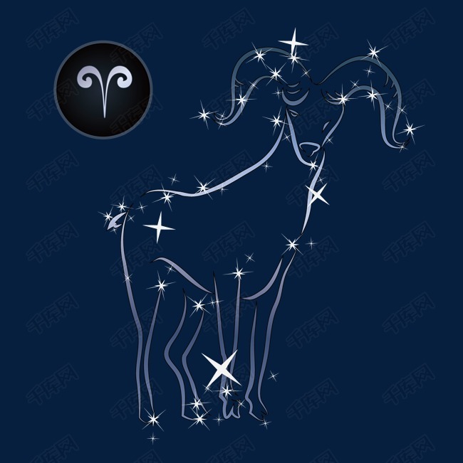 卡通矢量星空星座白羊座标志免抠png