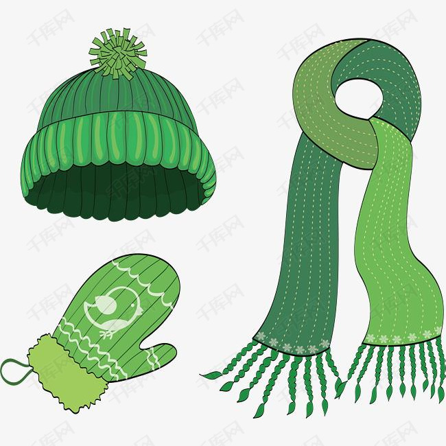 绿色冬天保暖帽子手套