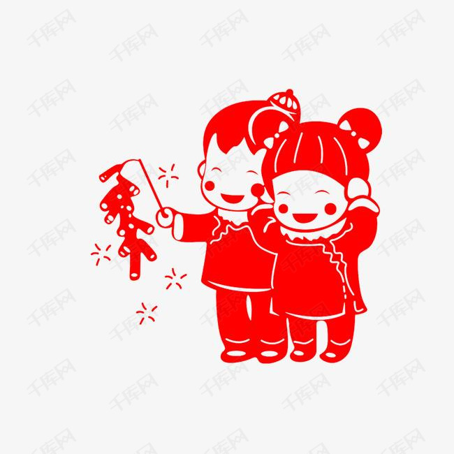 放鞭炮剪纸素材图片免费下载_高清节日素材png_千库网