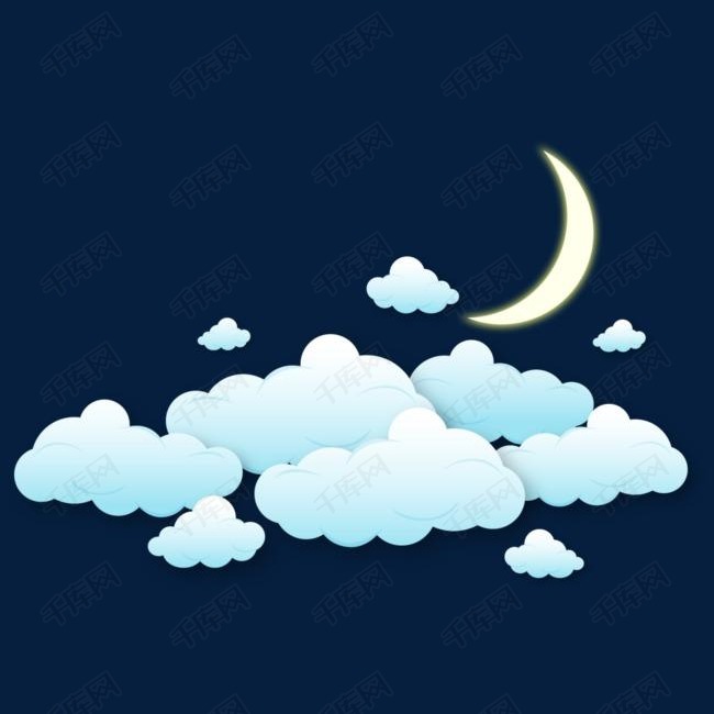 卡通夜晚云朵月亮