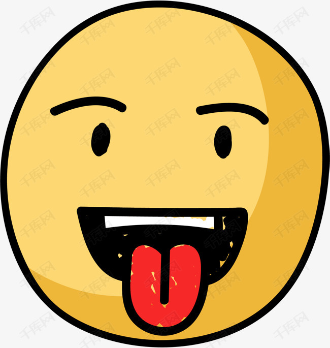 吐舌头表情的素材免抠emoji表情包卡通手绘大黄脸吐舌头表情