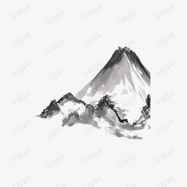 中国风的山水画免抠素材