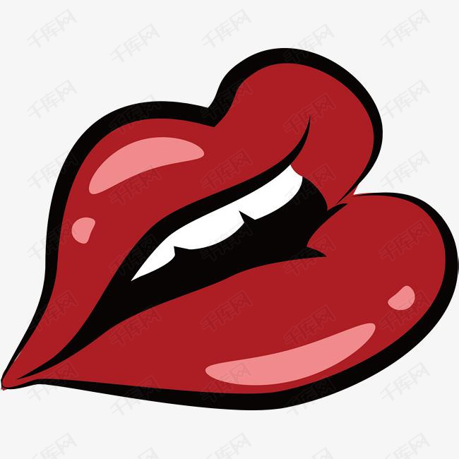 卡通性感的红色嘴唇