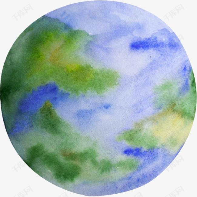 水彩地球的素材免抠水彩手绘卡通装饰彩色地球