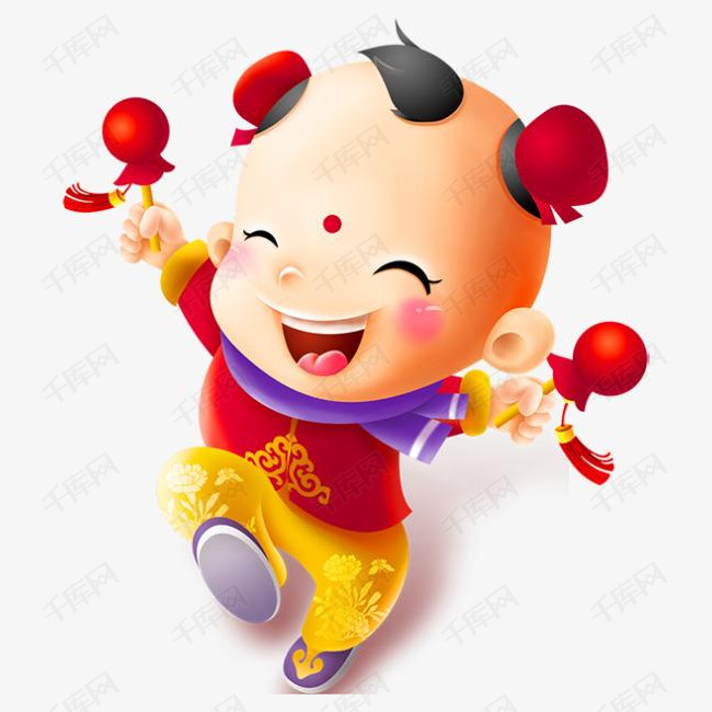 可爱新年敲鼓娃娃素材图片免费下载_高清png_千库网