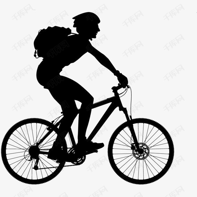 青年骑自行车剪影