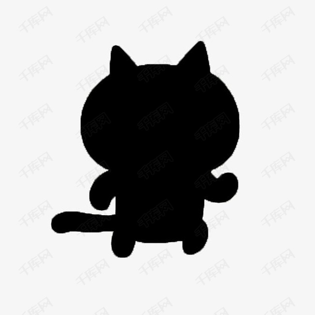 卡通猫咪黑色剪影