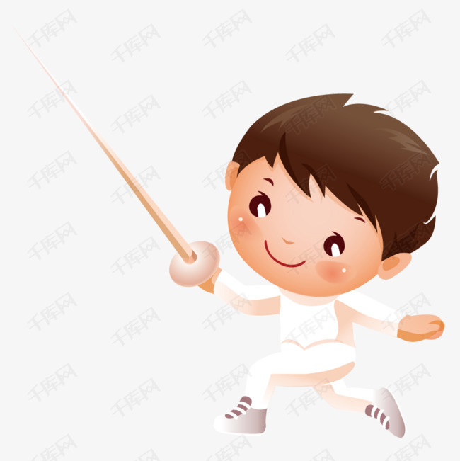 学击剑的男孩的素材免抠击剑男孩学习卡通插画