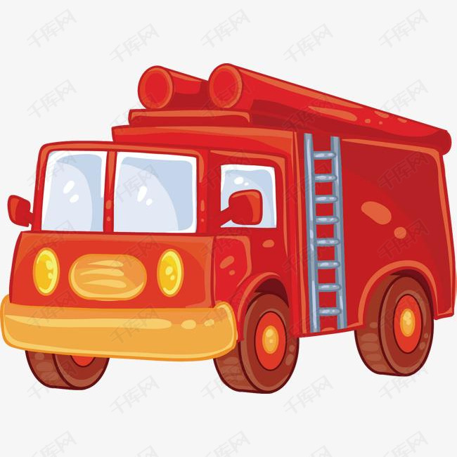 矢量手绘可爱消防车