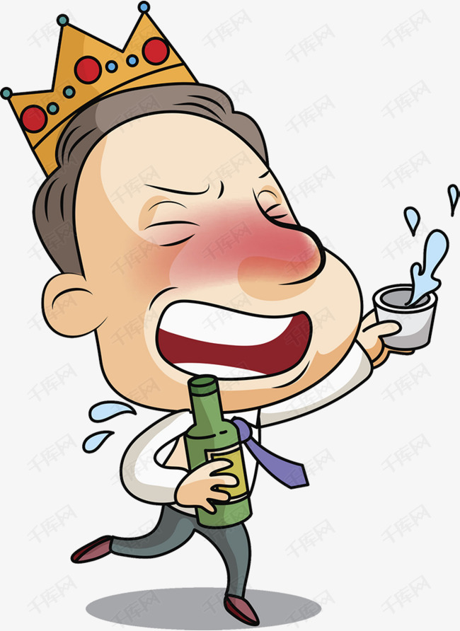 卡通人物喝醉的男人夸夸其谈