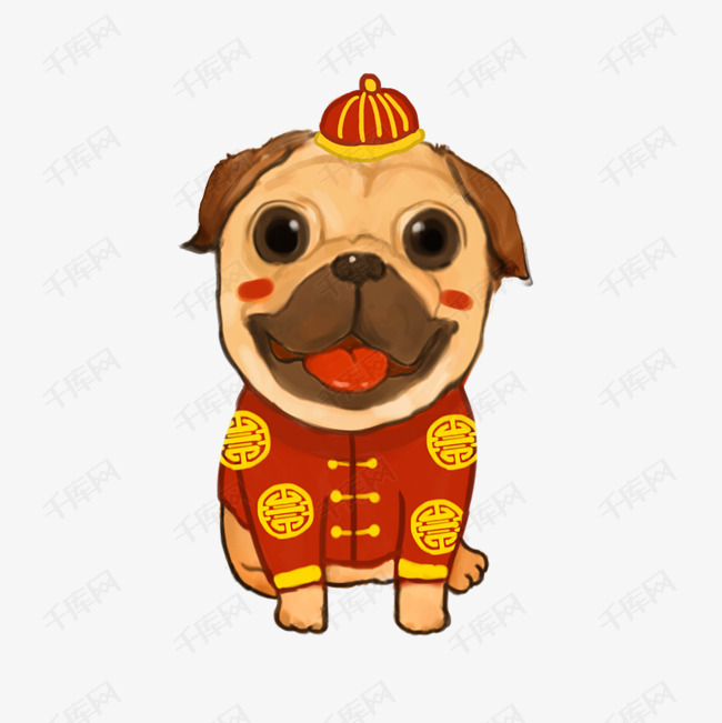 2018手绘卡通哈巴狗狗png免抠图