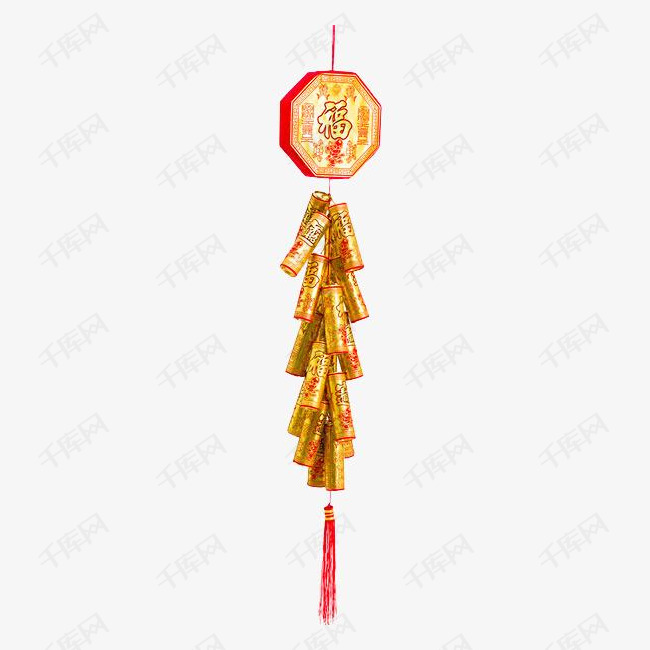 免抠金色鞭炮挂件素材图片免费下载_高清png_千库网