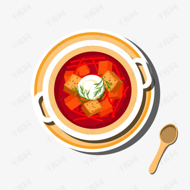 卡通美食罗宋汤矢量素材