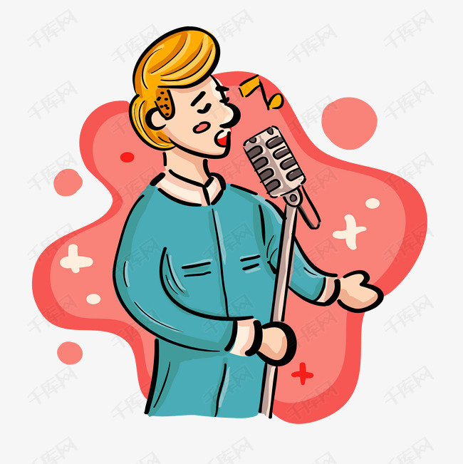 卡通唱歌的男人矢量素材