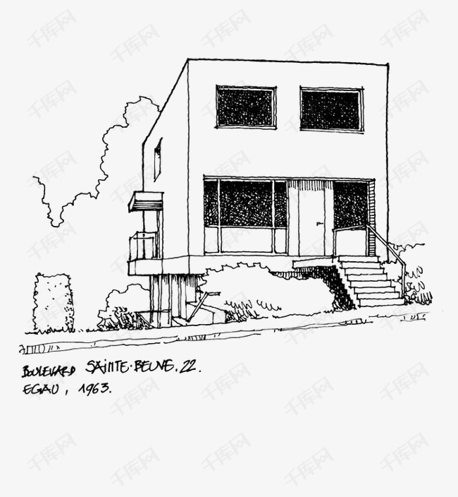 建筑线稿的素材免抠建筑手绘线描速写线稿