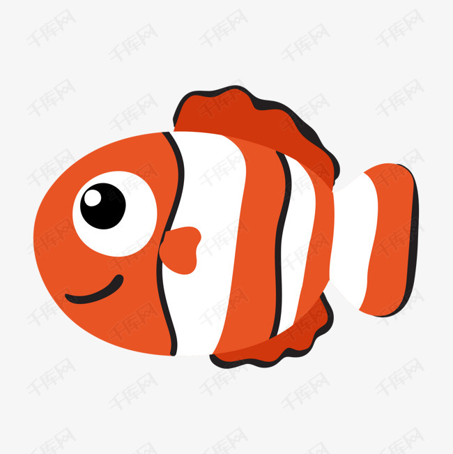 橙白色的海洋卡通鱼类