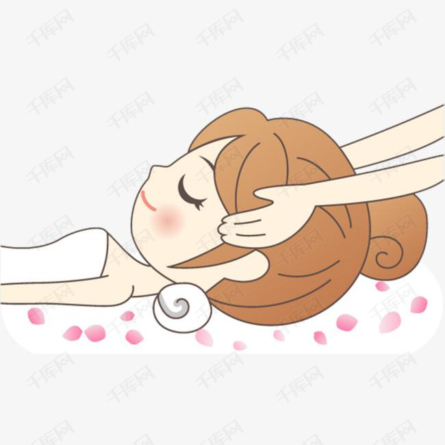 卡通女孩头部按摩养生