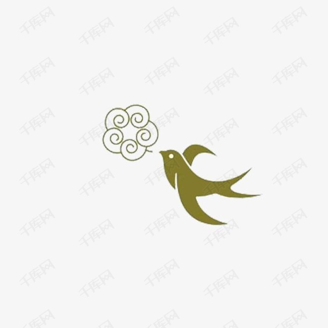 燕子叼花的图案标志
