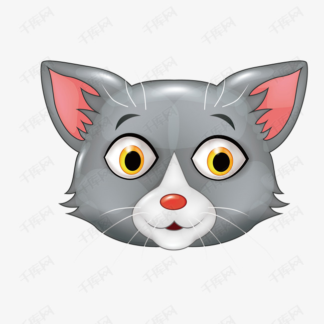 可爱的卡通猫咪头像的素材免抠可爱的卡通小猫咪动物眼睛胡须