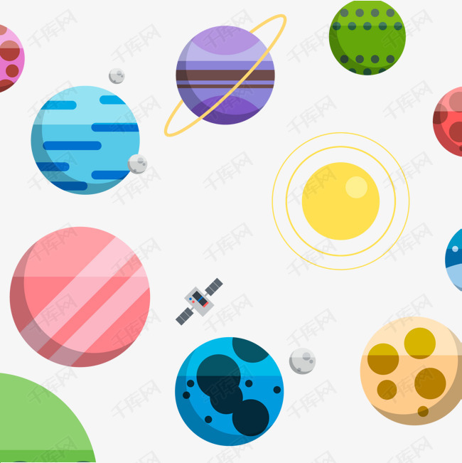 扁平化太空星球插画矢量的素材免抠矢量图彩色星球太空外星卡通