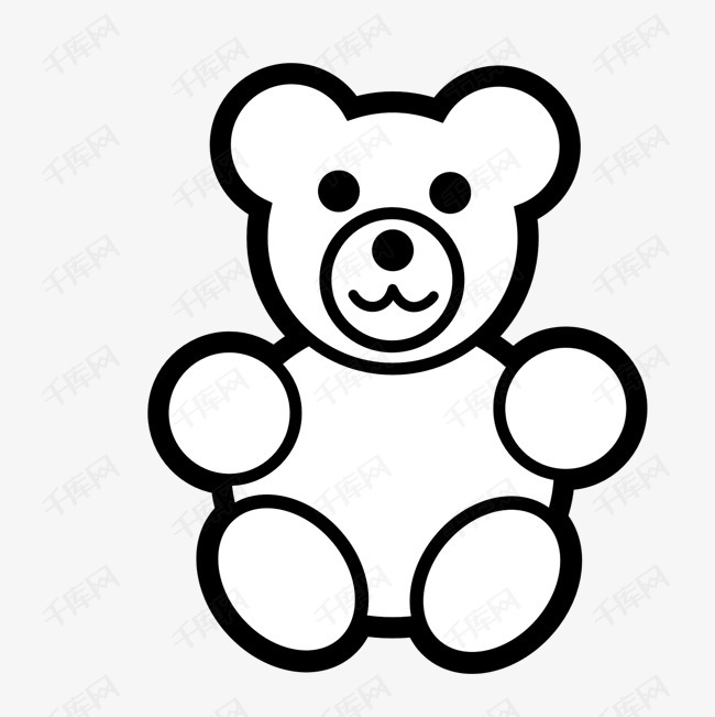 黑色卡通小熊简笔画的素材免抠小熊简笔画小熊图标小熊填色小熊饼干