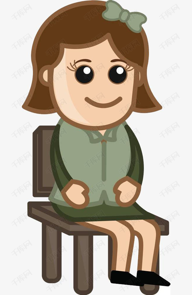 坐在板凳上的女士的素材免抠坐着坐侧坐休息调整卡通手绘