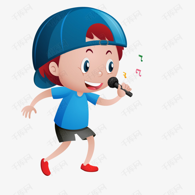 戴帽子唱歌的男孩的素材免抠世界儿歌日人物设计儿童人物唱歌帽子卡通