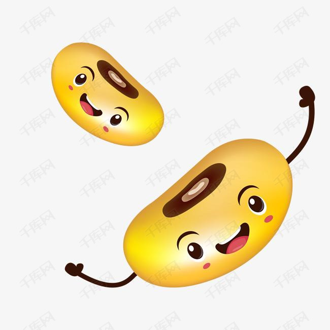 卡通手绘笑脸黄豆