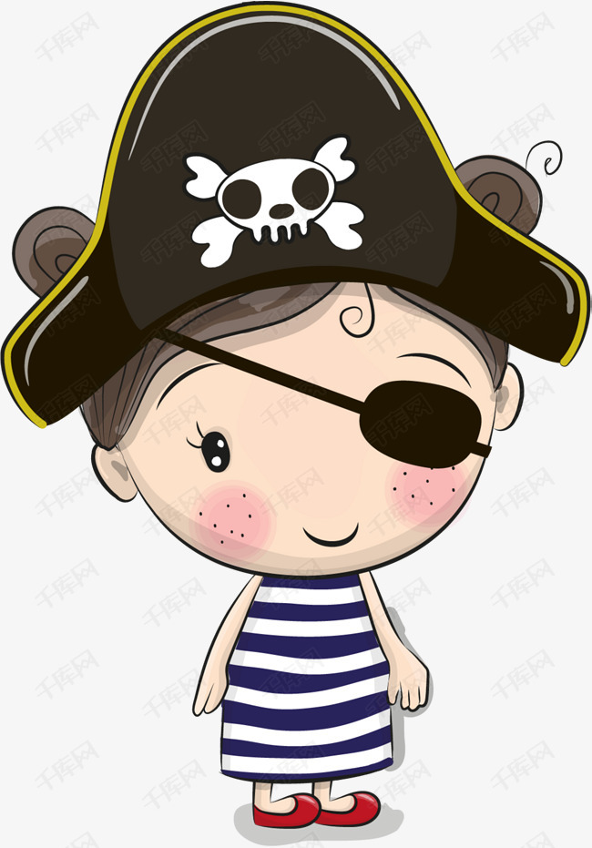 海盗小朋友的素材免抠卡通海盗可爱海盗小朋友海盗帽子白色骷髅头眼罩