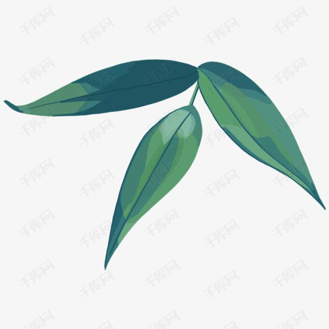 仿真卡通绿色竹叶的素材免抠叶子竹子竹叶植物卡通竹林