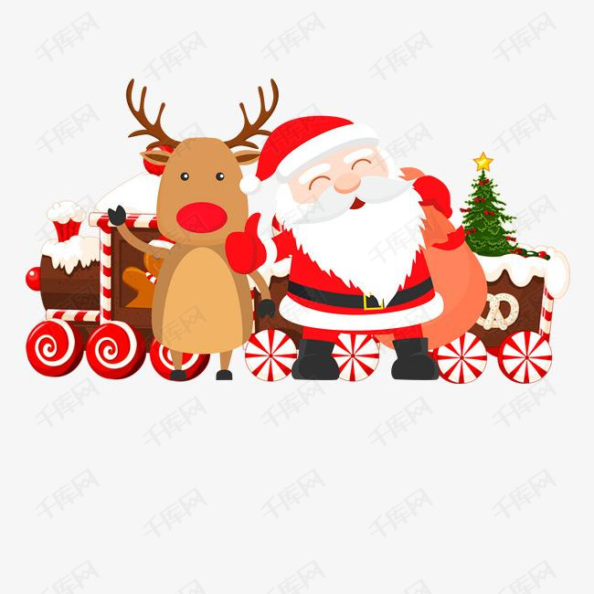 圣诞老人和麋鹿素材图片免费下载_高清psd_千库网
