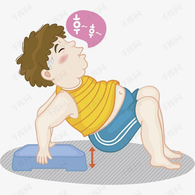 卡通大肚腩胖男孩运动