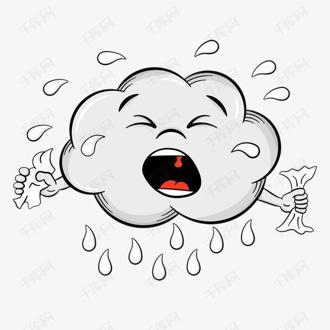 手绘卡通下雨天