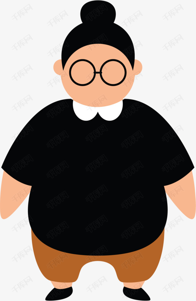黑色扁平眼镜胖女孩
