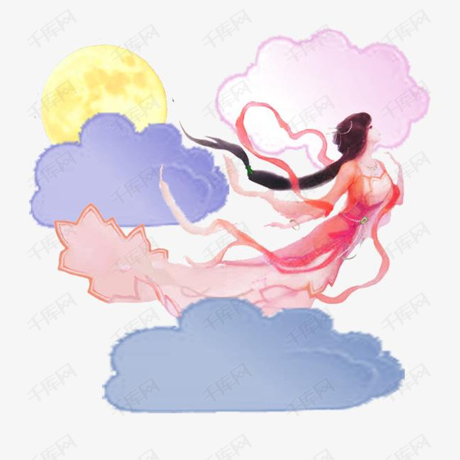 卡通嫦娥奔月