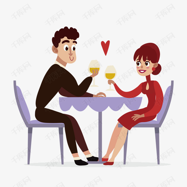 人物卡通情侣约会