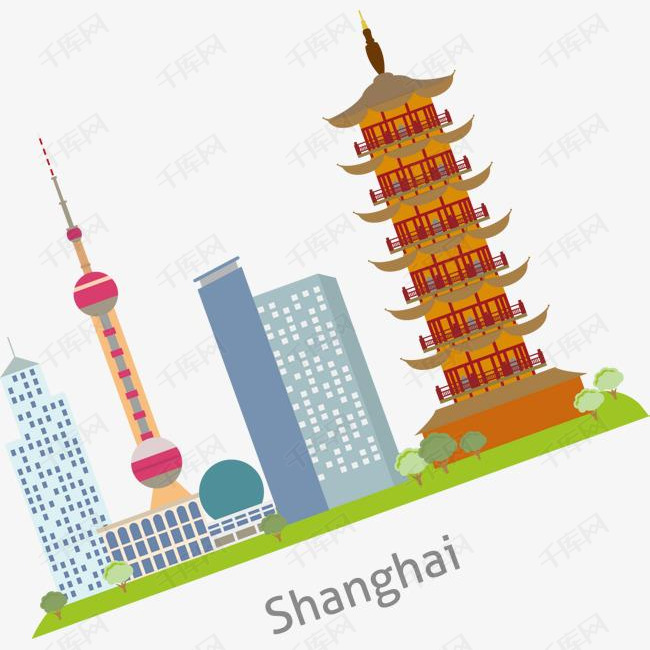 上海建筑标志画画图案