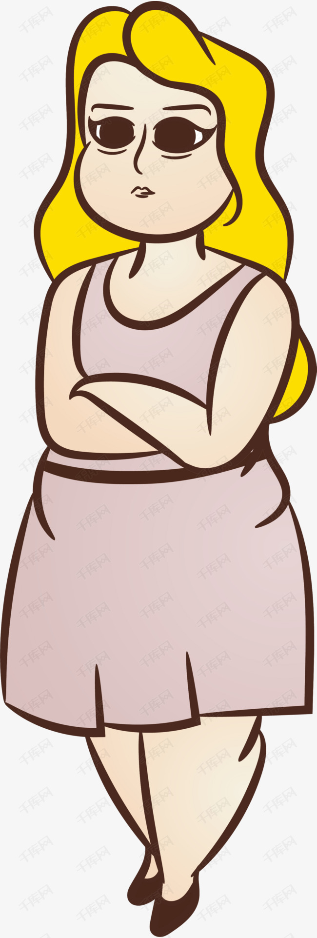 金发卡通微胖女人的素材免抠微胖女人世界肥胖日健康体重胖子金发女生