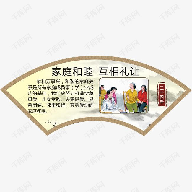 礼让的素材免抠新二十四孝孝顺老人家庭和睦儿女孝敬夫妻恩爱兄弟团结