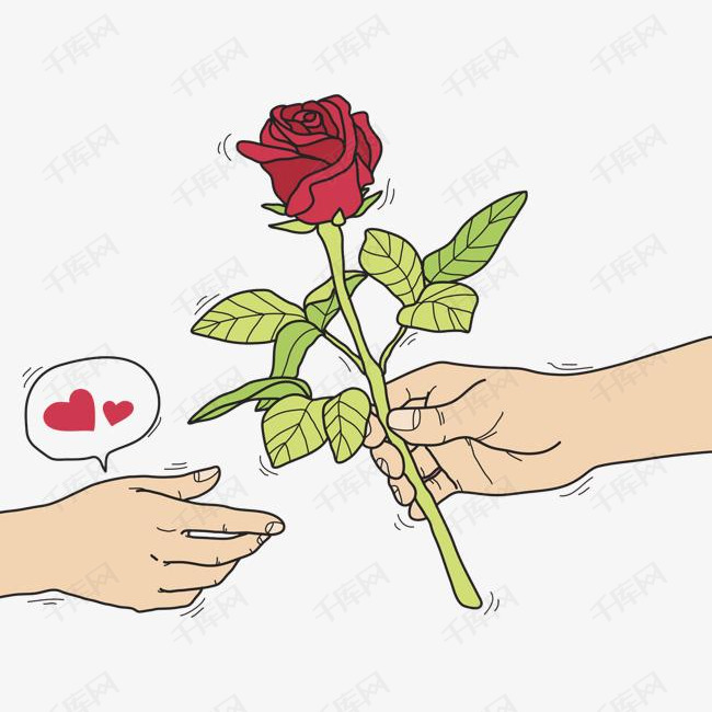 卡通送玫瑰的场景免抠图素材图片免费下载_高清png_千