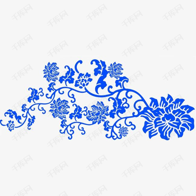 青花瓷花纹的素材免抠