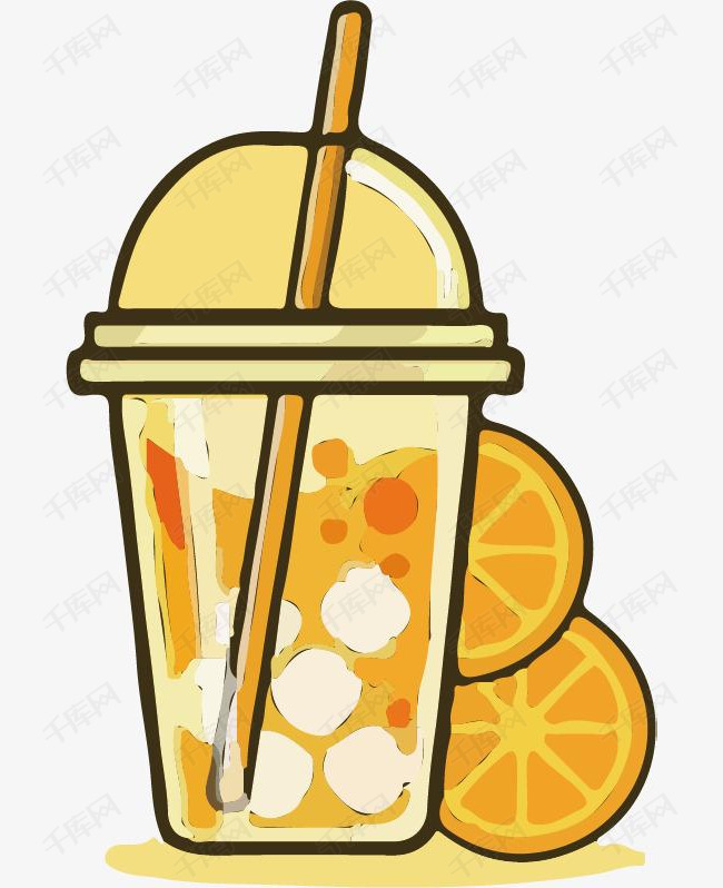 精致的橙汁饮料简笔画透明png