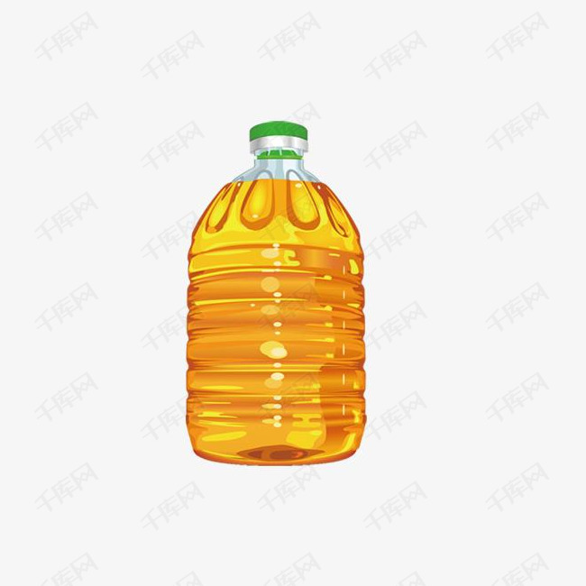 一桶植物油的素材免抠绿色黄色一桶植物油卡通手绘